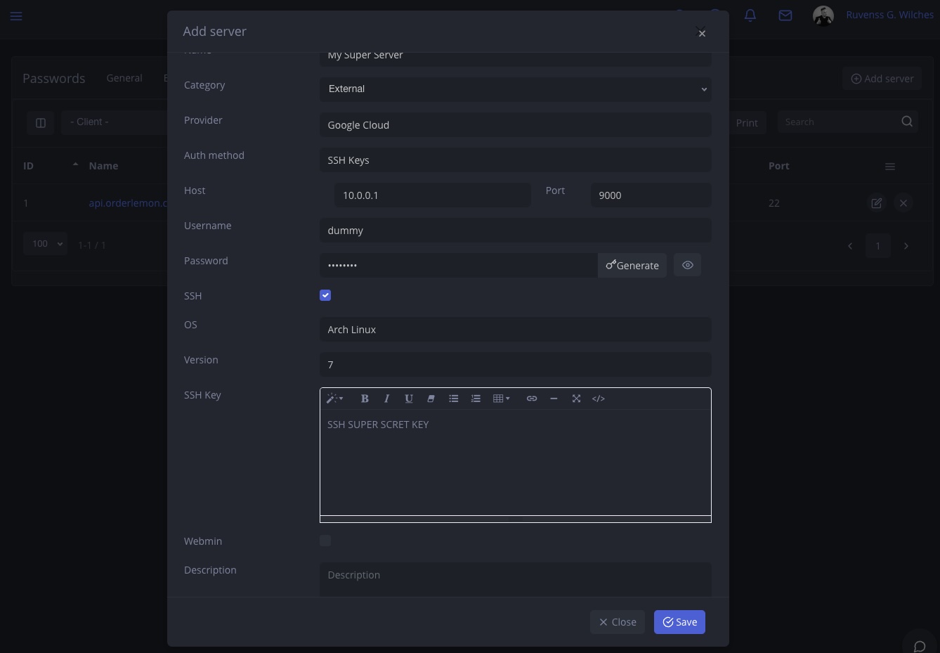 NIZU Password Manager interface