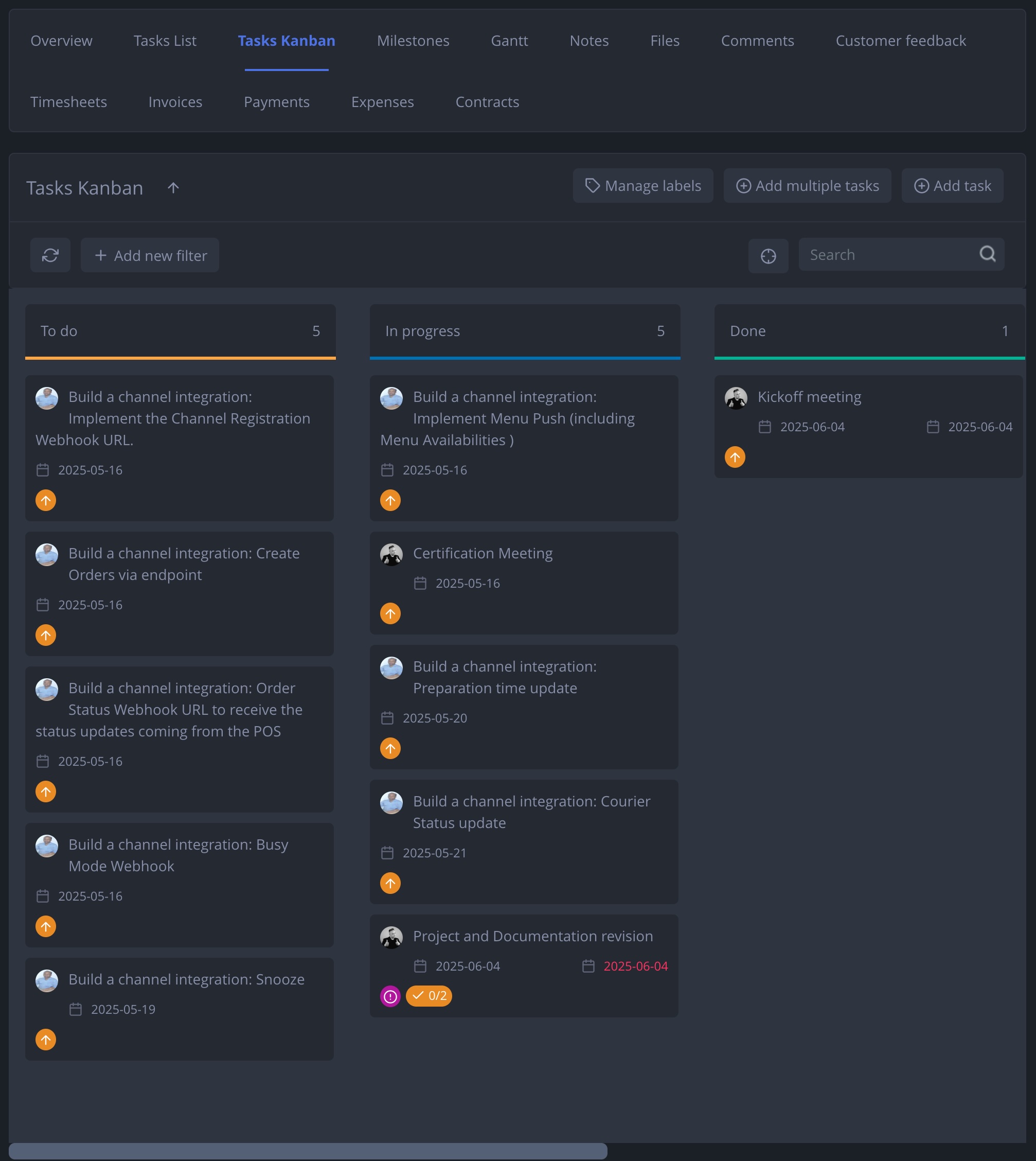 NIZU Projects dark theme screenshot