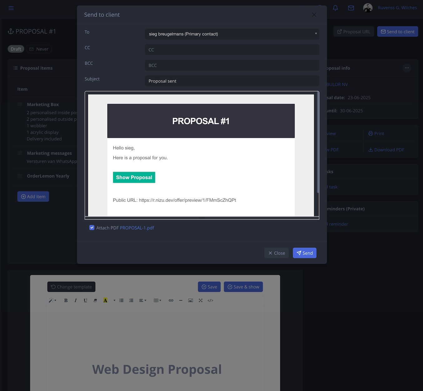 NIZU Prospects interface