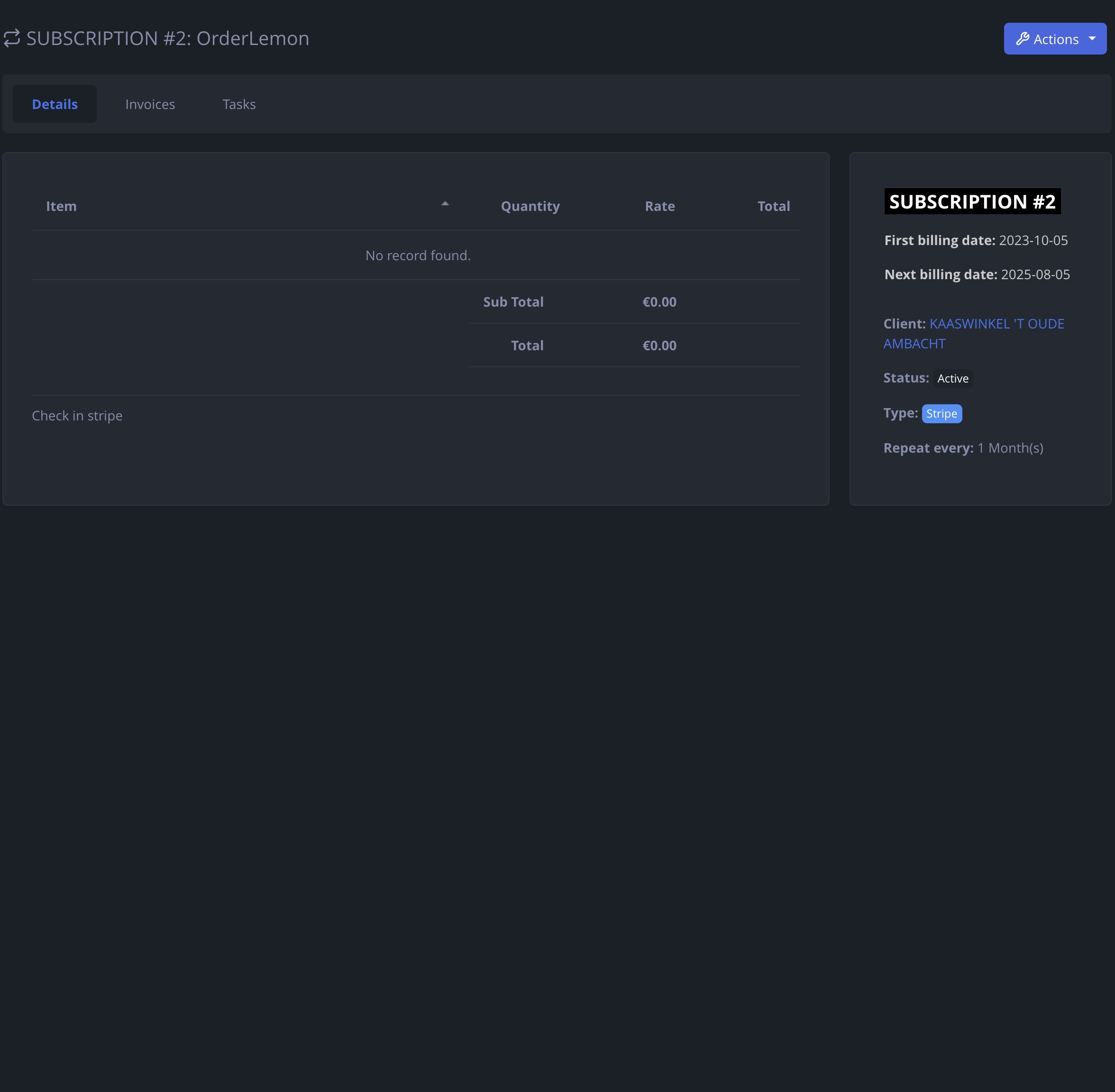NIZU Subscriptions light theme screenshot