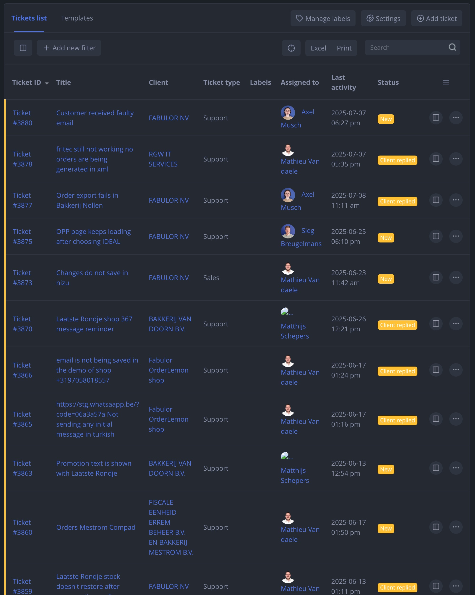 NIZU Tickets light theme