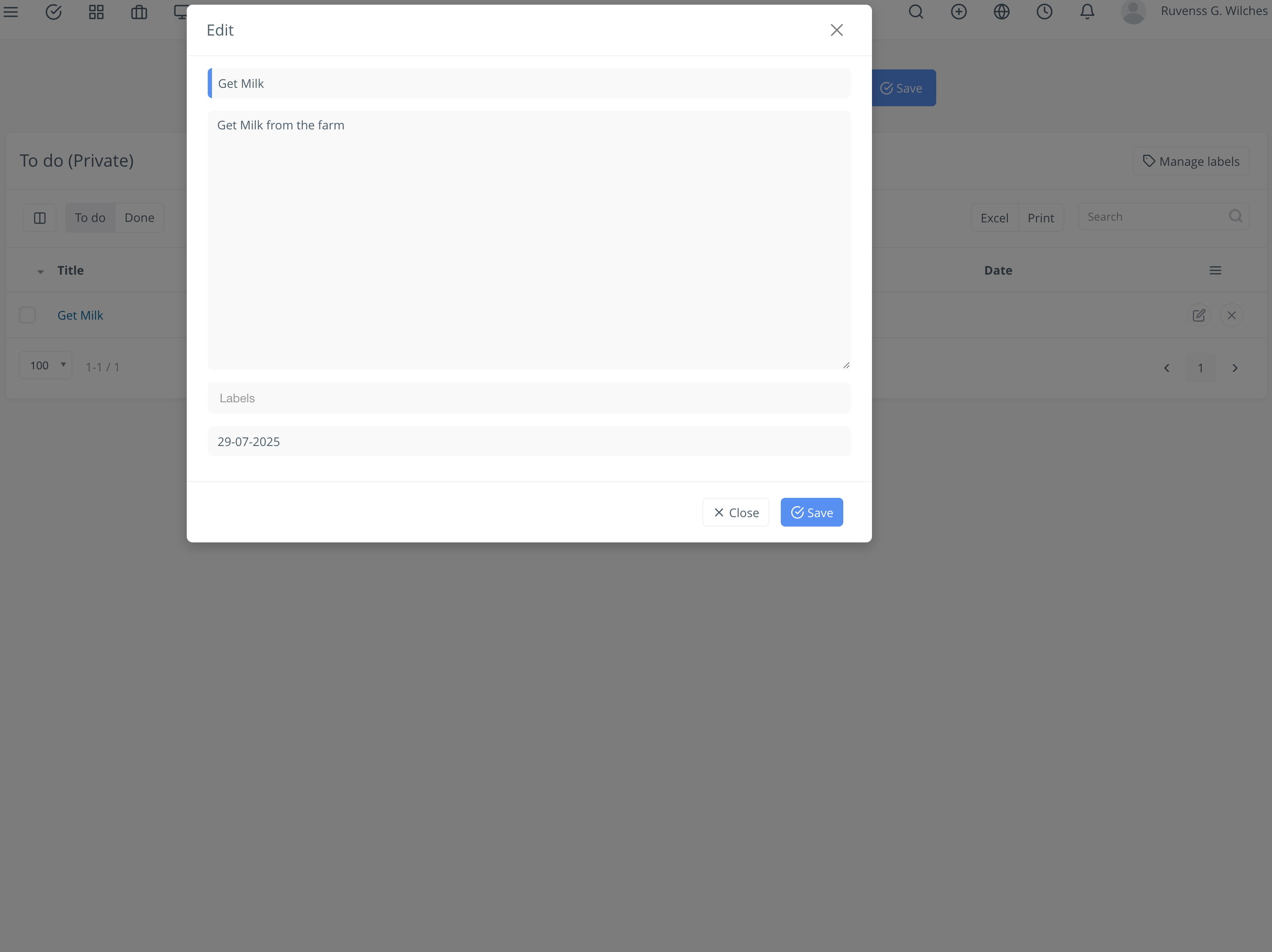 NIZU Todo interface